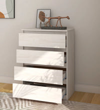 Beistellschrank Weiß 60x36x84 cm Massivholz Kiefer