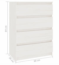 Beistellschrank Weiß 60x36x84 cm Massivholz Kiefer