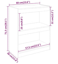 Bücherregal/Raumteiler Weiß 60x30x71,5 cm Massivholz Kiefer