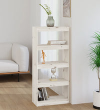 Bücherregal/Raumteiler Weiß 60x30x135,5 cm Massivholz Kiefer