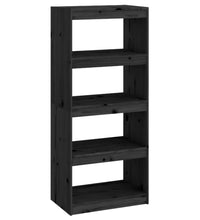 Bücherregal/Raumteiler Schwarz 60x30x135,5 cm Massivholz Kiefer
