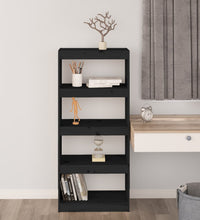 Bücherregal/Raumteiler Schwarz 60x30x135,5 cm Massivholz Kiefer