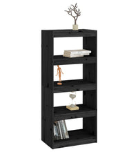 Bücherregal/Raumteiler Schwarz 60x30x135,5 cm Massivholz Kiefer