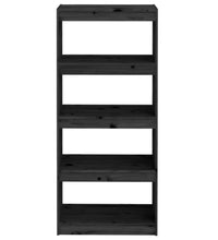 Bücherregal/Raumteiler Schwarz 60x30x135,5 cm Massivholz Kiefer