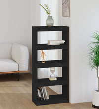 Bücherregal/Raumteiler Schwarz 60x30x135,5 cm Massivholz Kiefer