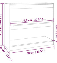 Bücherregal/Raumteiler Grau 80x30x71,5 cm Massivholz Kiefer