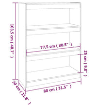 Bücherregal/Raumteiler Grau 80x30x103,5 cm Massivholz Kiefer