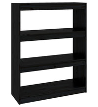 Bücherregal/Raumteiler Schwarz 80x30x103,5 cm Massivholz Kiefer