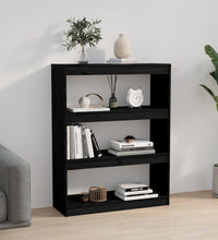 Bücherregal/Raumteiler Schwarz 80x30x103,5 cm Massivholz Kiefer