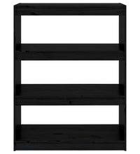 Bücherregal/Raumteiler Schwarz 80x30x103,5 cm Massivholz Kiefer