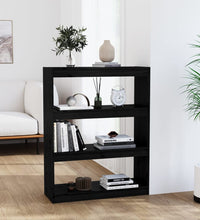 Bücherregal/Raumteiler Schwarz 80x30x103,5 cm Massivholz Kiefer