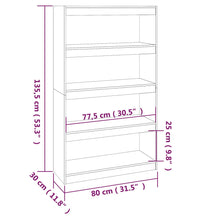 Bücherregal/Raumteiler Honigbraun 80x30x135,5 cm Kiefernholz