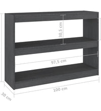 Bücherregal Raumteiler Grau 100x30x71,5 cm Massivholz Kiefer