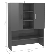 Waschmaschinenschrank Hochglanz-Grau 70,5x25,5x90 cm