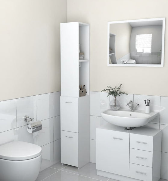 Badschrank Weiß 25x26,5x170 cm Holzwerkstoff