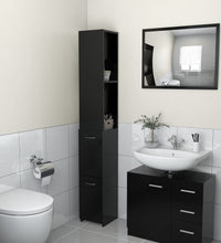 Badschrank Schwarz 25x26,5x170 cm Holzwerkstoff