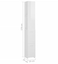 Badschrank Hochglanz-Weiß 25x26,5x170 cm Holzwerkstoff