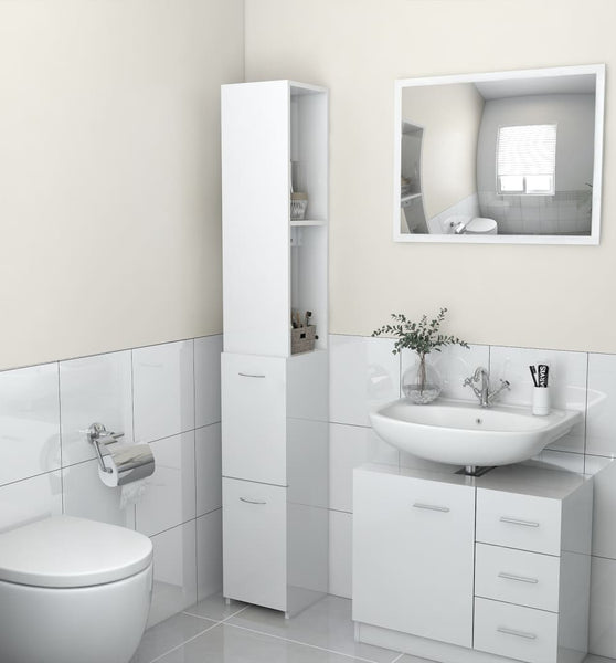 Badschrank Hochglanz-Weiß 25x26,5x170 cm Holzwerkstoff
