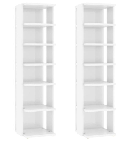 Schuhschränke 2 Stk. Hochglanz-Weiß 27,5x27x102 cm