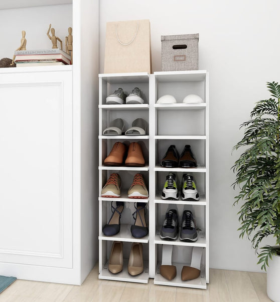 Schuhschränke 2 Stk. Hochglanz-Weiß 27,5x27x102 cm