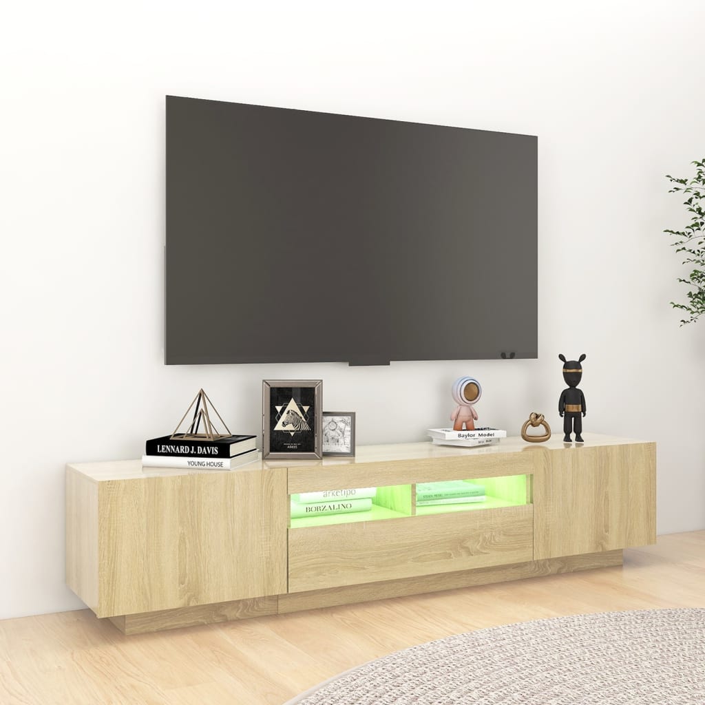 TV-Schrank mit LED-Leuchten Sonoma-Eiche 180x35x40 cm