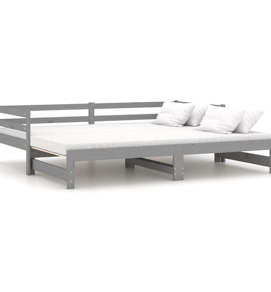 Ausziehbares Tagesbett Grau Massivholz Kiefer 2x(90x200) cm