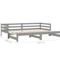 Ausziehbares Tagesbett Grau Massivholz Kiefer 2x(90x200) cm