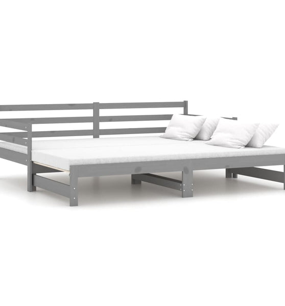 Ausziehbares Tagesbett Grau Massivholz Kiefer 2x(90x200) cm