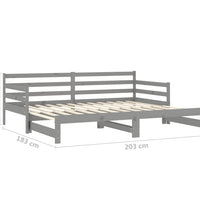 Ausziehbares Tagesbett Grau Massivholz Kiefer 2x(90x200) cm