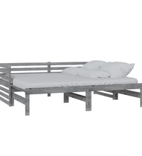 Ausziehbares Tagesbett Grau Massivholz Kiefer 2x(90x200) cm