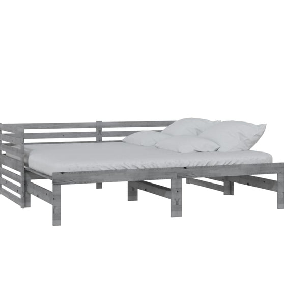 Ausziehbares Tagesbett Grau Massivholz Kiefer 2x(90x200) cm