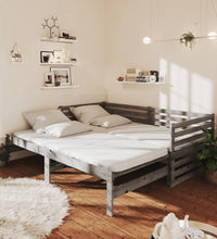 Ausziehbares Tagesbett Grau Massivholz Kiefer 2x(90x200) cm