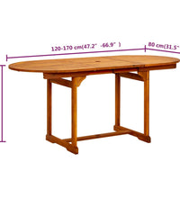 Garten-Esstisch (120-170)x80x75 cm Massivholz Akazie