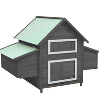 Hühnerstall Grau und Weiß 150x96x110 cm Massivholz Tanne
