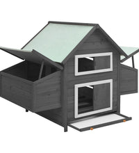 Hühnerstall Grau und Weiß 150x96x110 cm Massivholz Tanne