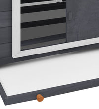 Hühnerstall Grau und Weiß 150x96x110 cm Massivholz Tanne