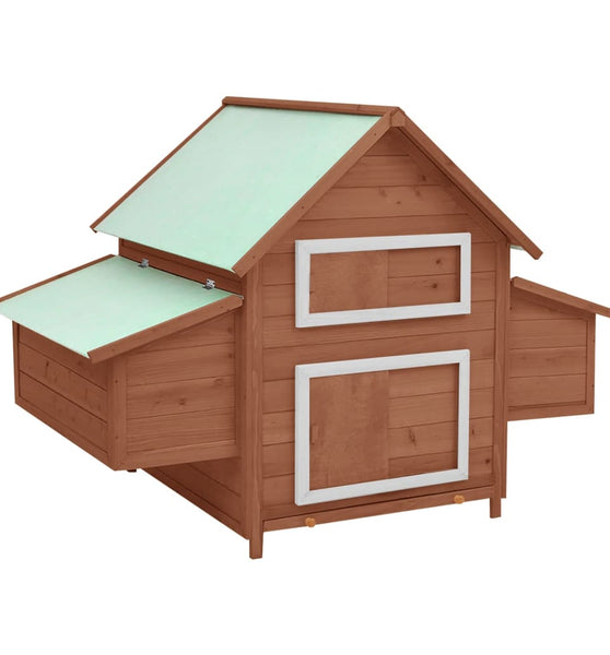 Hühnerstall Mokka und Weiß 150x96x110 cm Massivholz Tanne