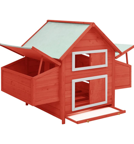Hühnerstall Rot und Weiß 150x96x110 cm Massivholz Tanne