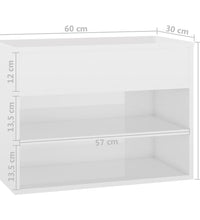 Schuhbank Hochglanz-Weiß 60x30x45 cm Holzwerkstoff