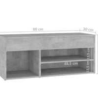 Schuhbank Betongrau 80x30x45 cm Holzwerkstoff