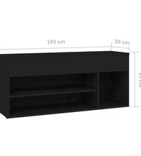 Schuhbank Schwarz 105x30x45 cm Holzwerkstoff