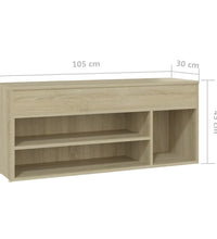 Schuhbank Sonoma-Eiche 105x30x45 cm Holzwerkstoff