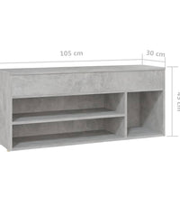 Schuhbank Betongrau 105x30x45 cm Holzwerkstoff