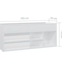 Schuhbank Hochglanz-Weiß 105x30x45 cm Holzwerkstoff