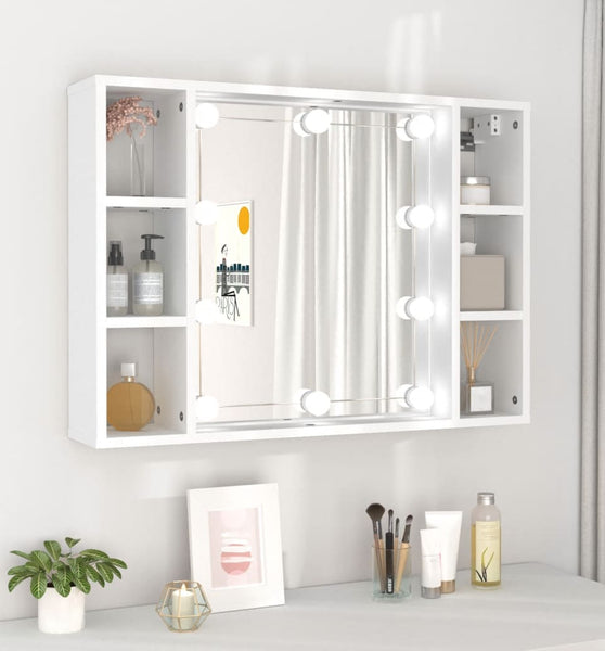 Spiegelschrank mit LED Weiß 76x15x55 cm