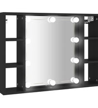 Spiegelschrank mit LED Schwarz 76x15x55 cm