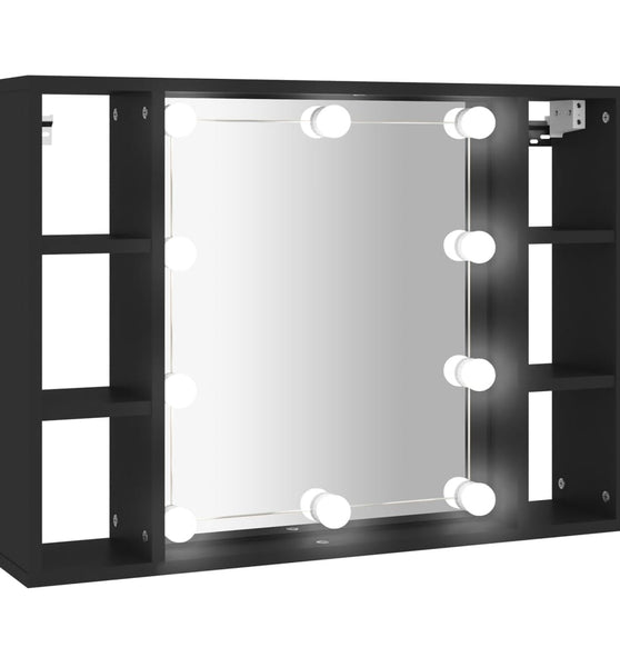 Spiegelschrank mit LED Schwarz 76x15x55 cm