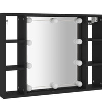 Spiegelschrank mit LED Schwarz 76x15x55 cm