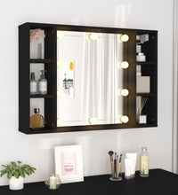 Spiegelschrank mit LED Schwarz 76x15x55 cm