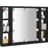 Spiegelschrank mit LED Schwarz 76x15x55 cm